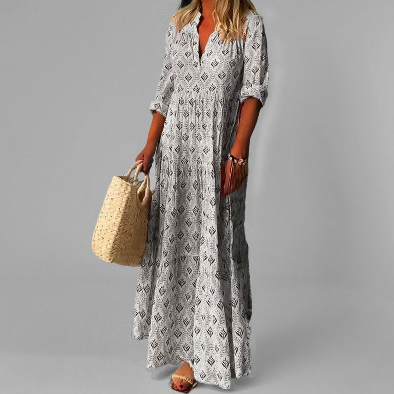 Virella – Maxi Dress With Sleeves Gray