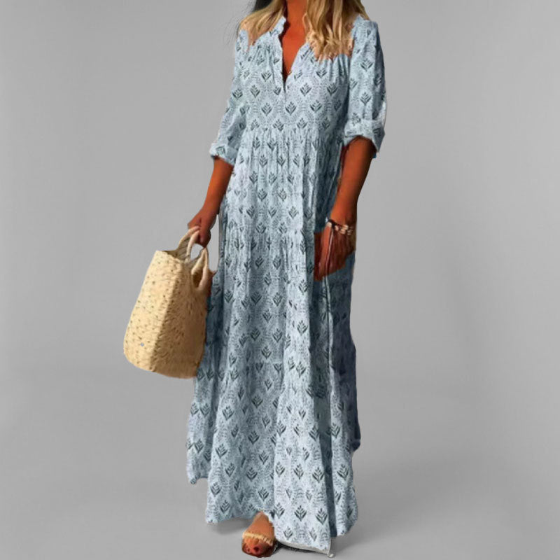 Virella – Maxi Dress With Sleeves Blue