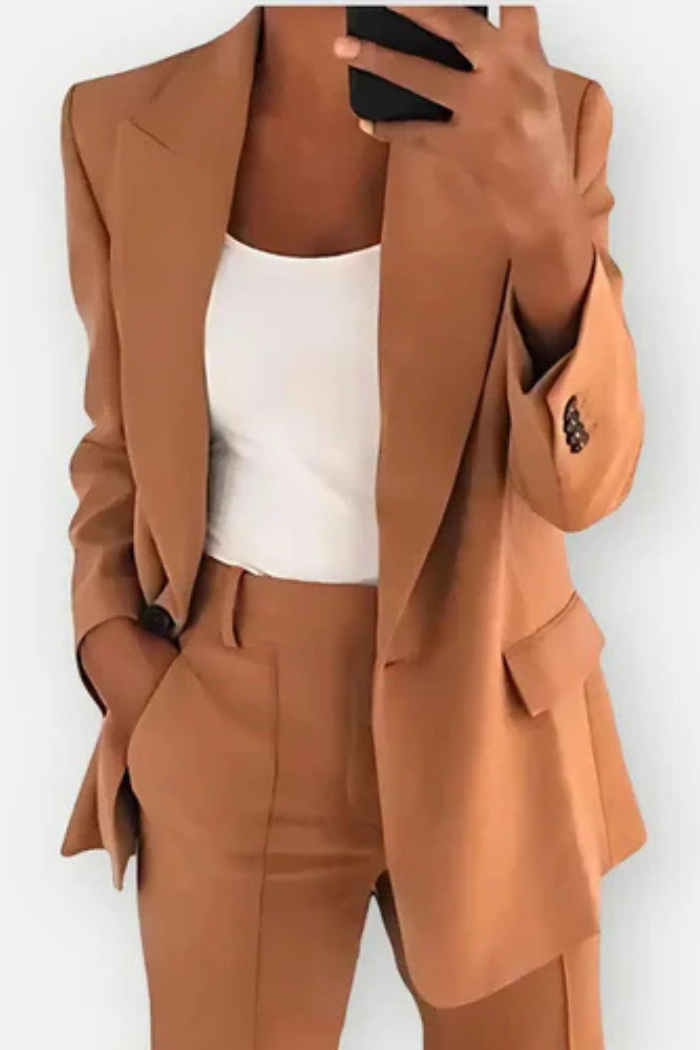 Suit Pant Set Tailored Fit for Women | Virella Brown