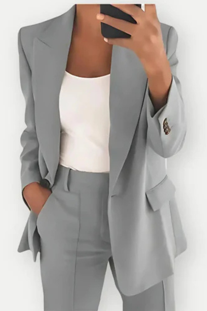 Suit Pant Set Tailored Fit for Women | Virella Grey