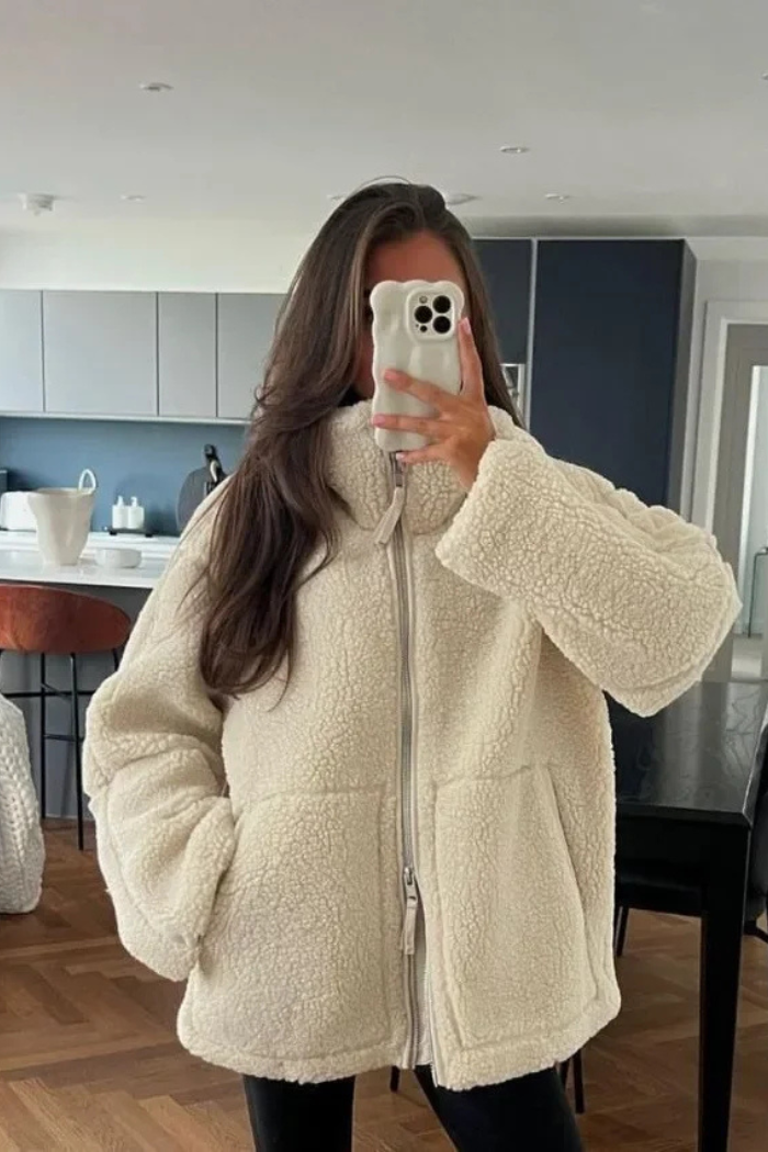 Cozy Teddy Jacket Stylish Design for Women | Visra Khaki