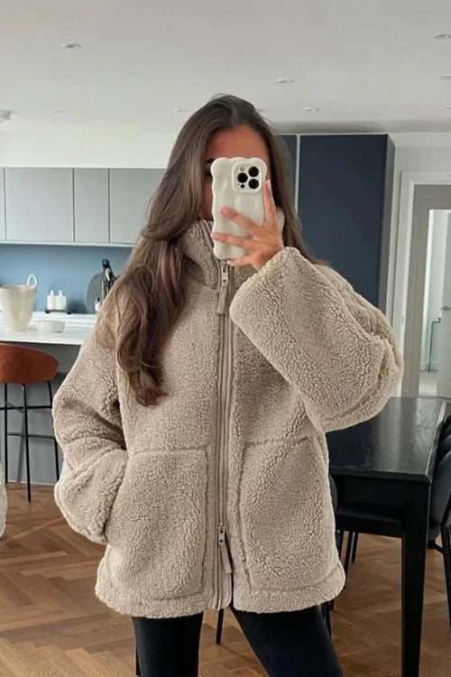 Cozy Teddy Jacket Stylish Design for Women | Visra Coffee