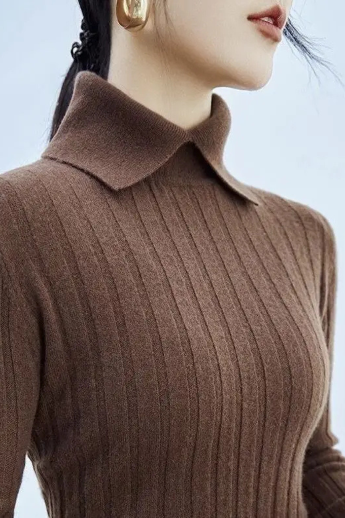 Long Sleeve Knit Polo Casual Fit for Women | Vivienne Brown