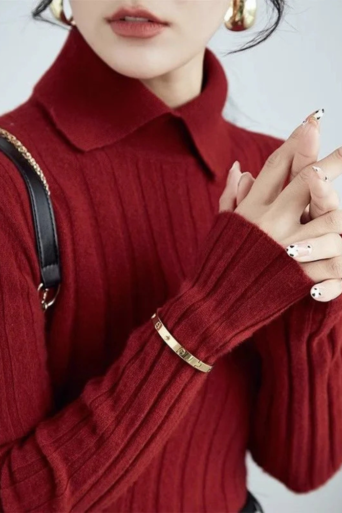 Long Sleeve Knit Polo Casual Fit for Women | Vivienne