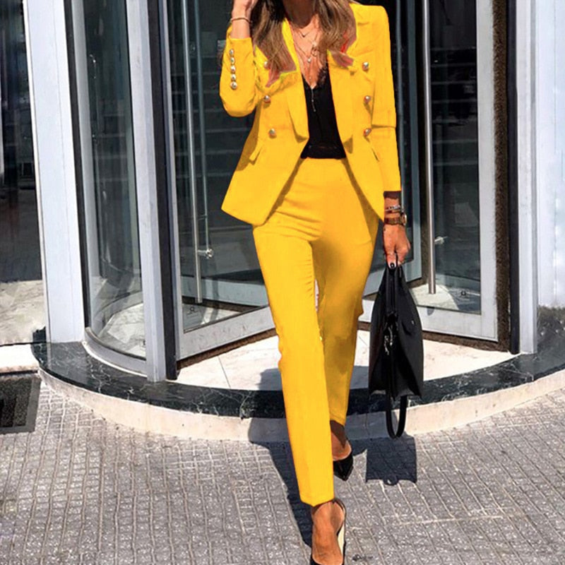 Wendro | Blazer Set with Trousers Yellow