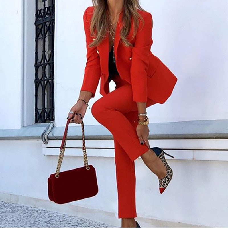 Wendro | Blazer Set with Trousers Red