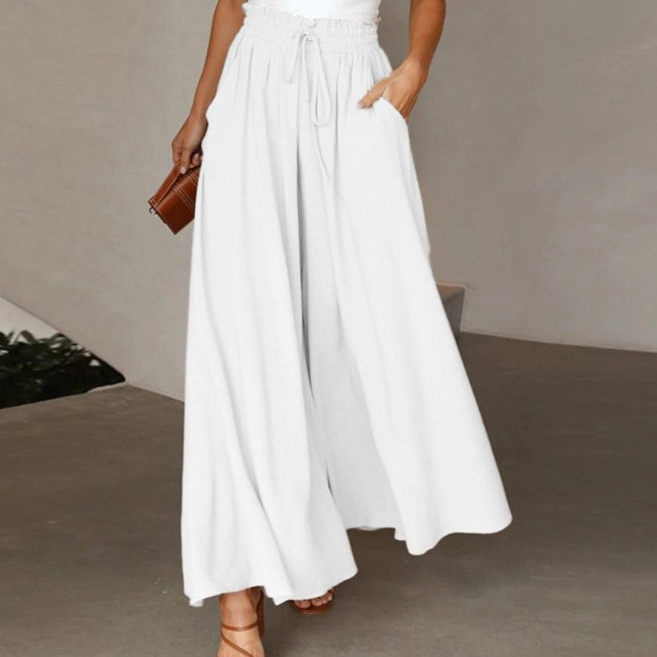 Wide Summer Trousers for Women | Heidara White