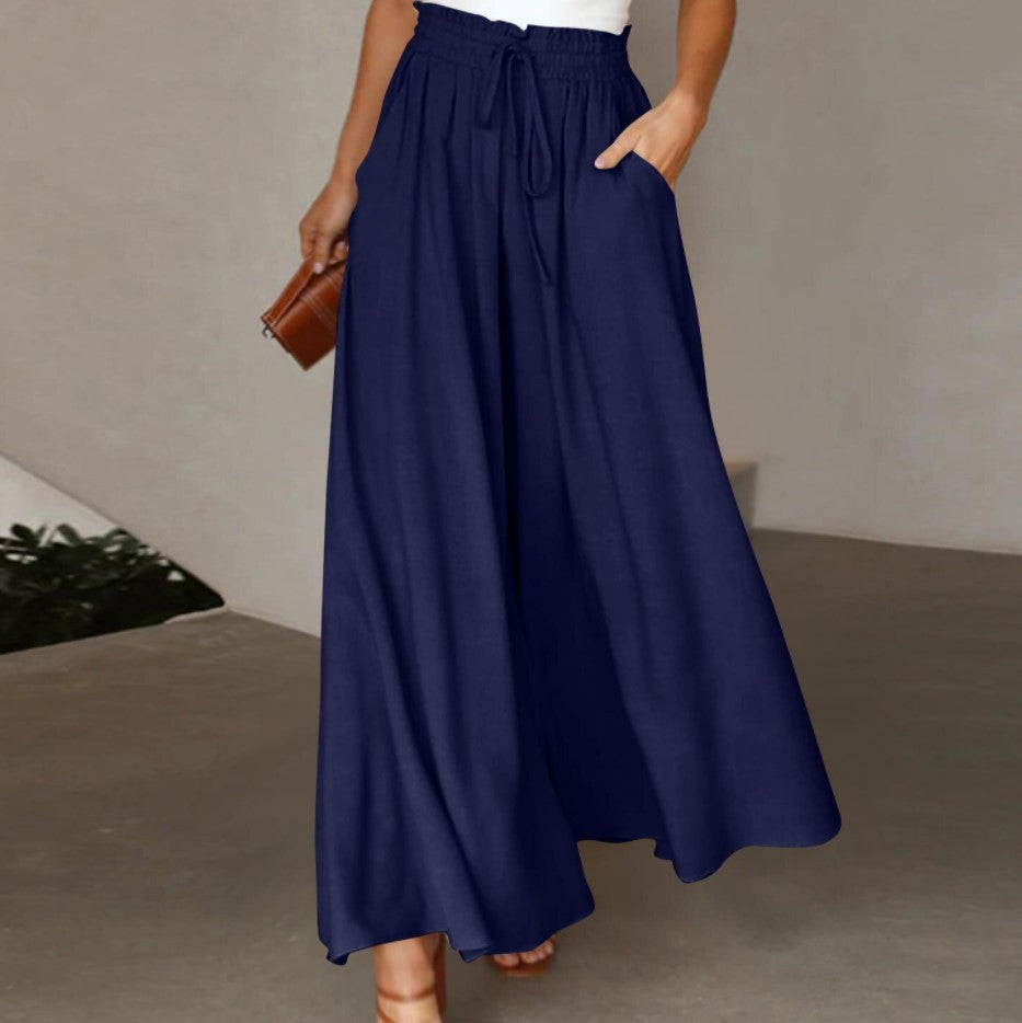 Wide Summer Trousers for Women | Heidara Navy Blue