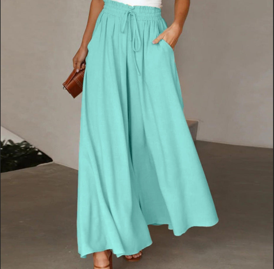 Wide Summer Trousers for Women | Heidara Turquoise