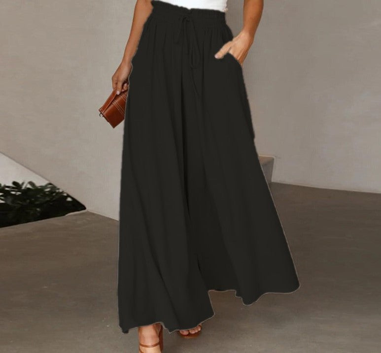 Wide Summer Trousers for Women | Heidara Black