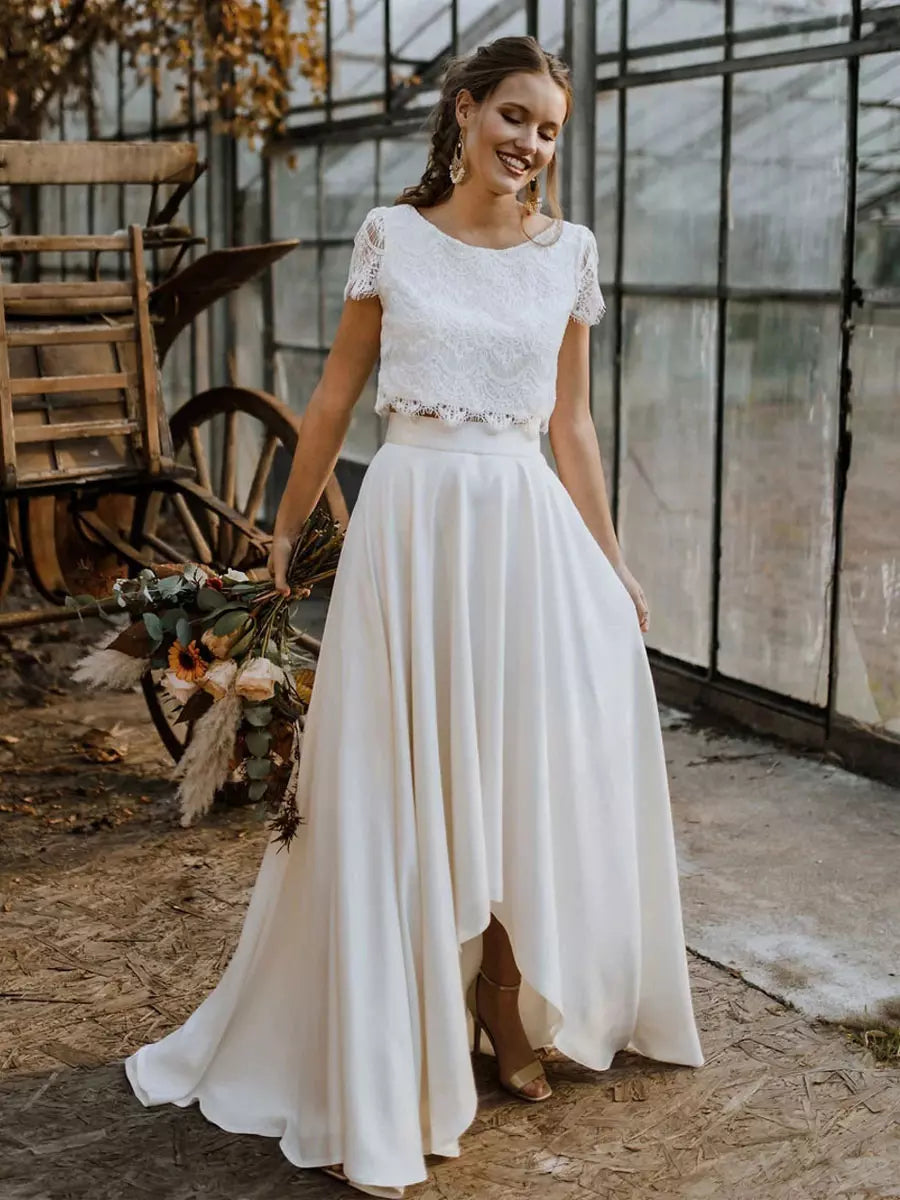 Wivara | Lace Top Maxi Skirt Wedding Dress Ivory
