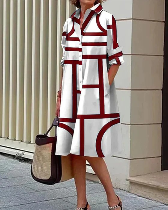 Women Geometric Print Dress | Gemma Red