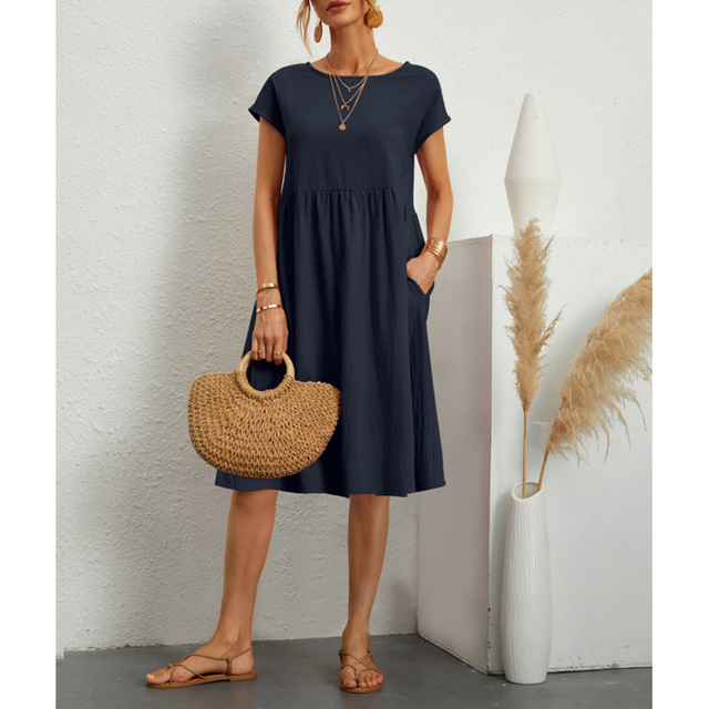 Women Sundress Midi Basic | Judy Dark Blue