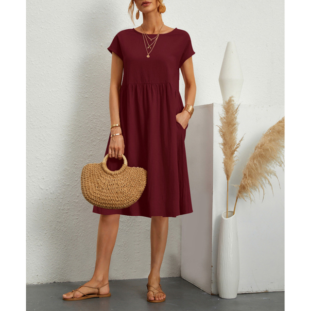 Women Sundress Midi Basic | Judy Burgundy