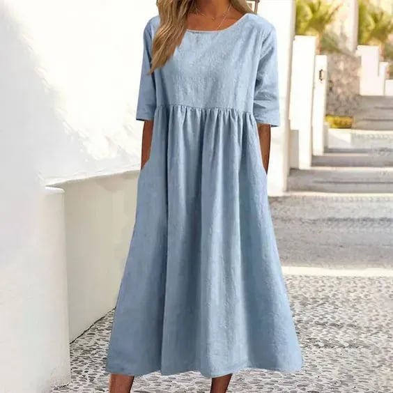 Women Breathable Summer Dress | Caitlin Light blue