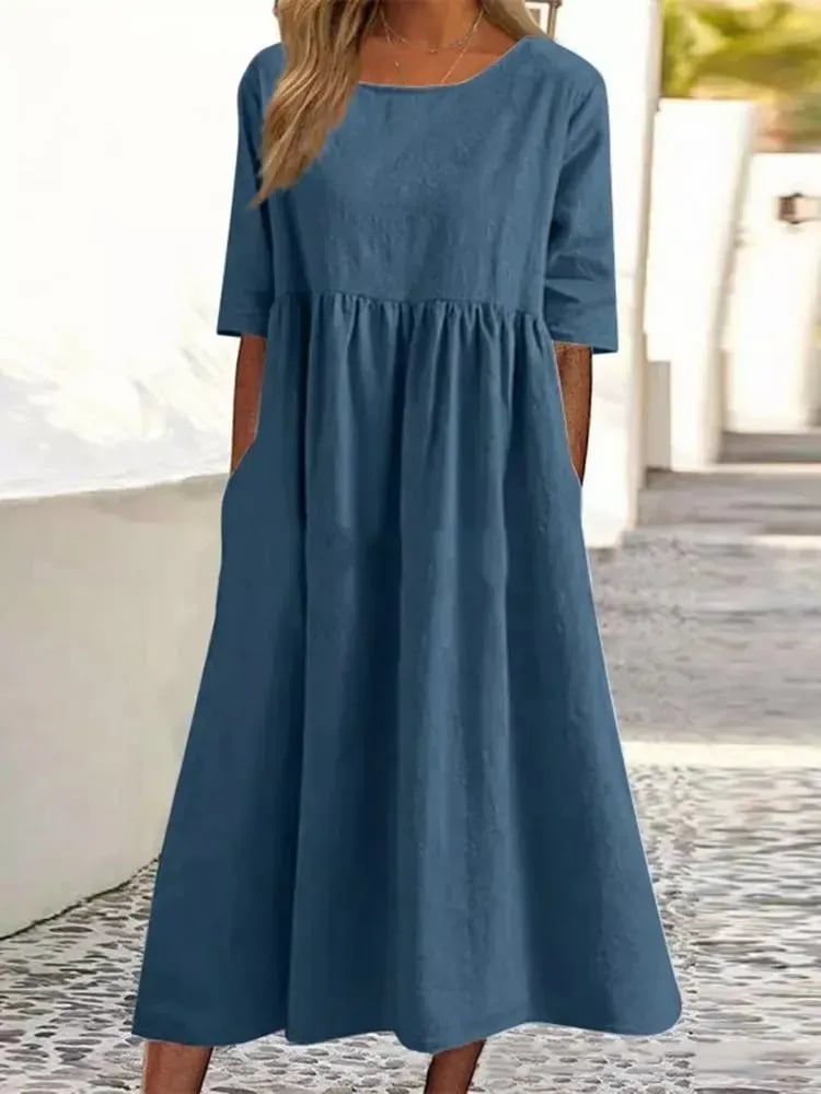 Women Breathable Summer Dress | Caitlin Peacock Blue