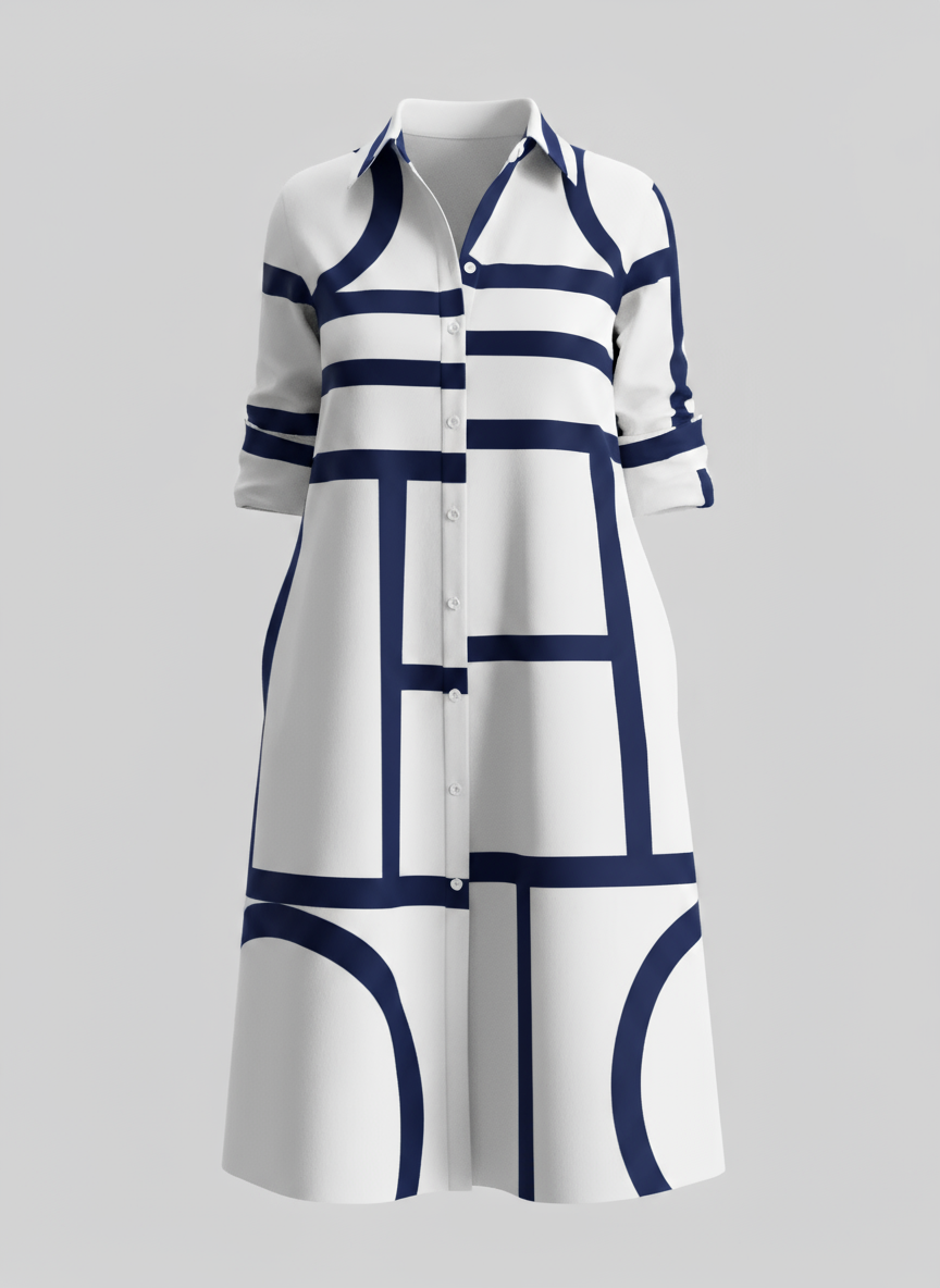 Women Geometric Print Dress | Gemma Blue