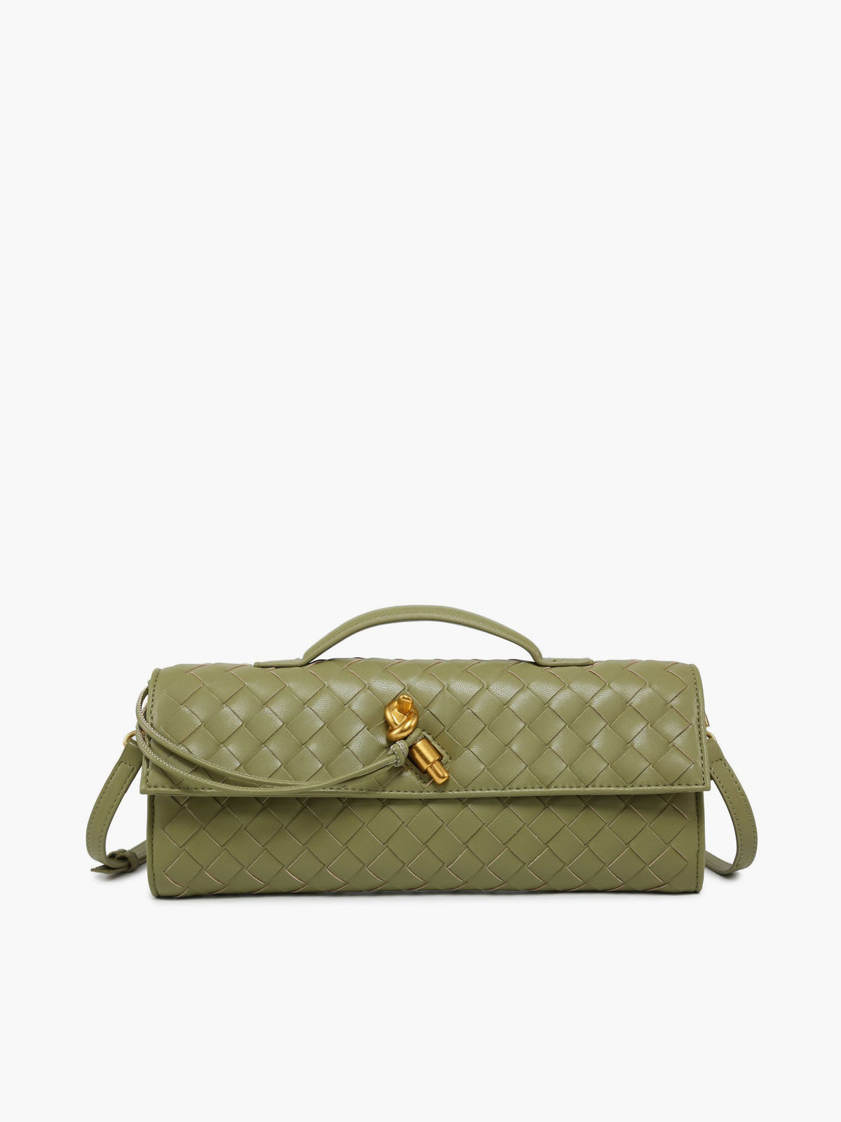 Woven Flap Clutch Handbag for Women | Zynara Green