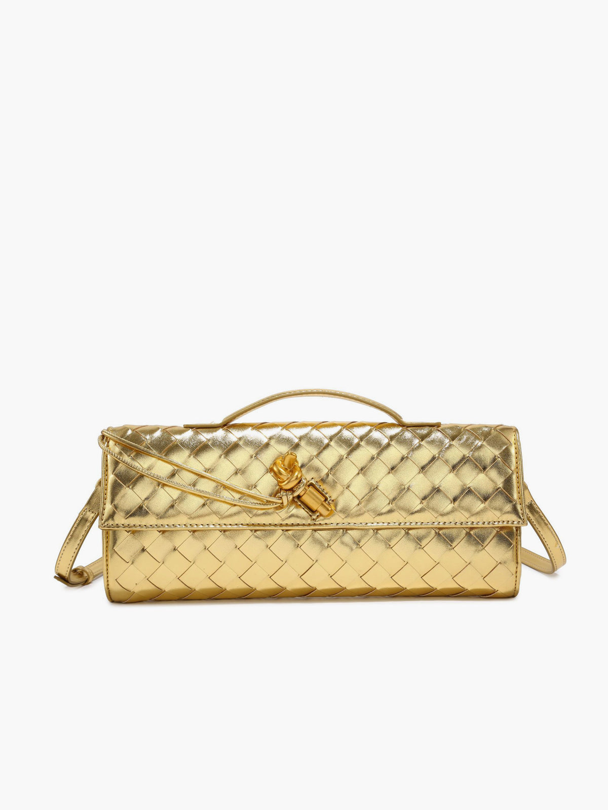 Woven Flap Clutch Handbag for Women | Zynara Gold