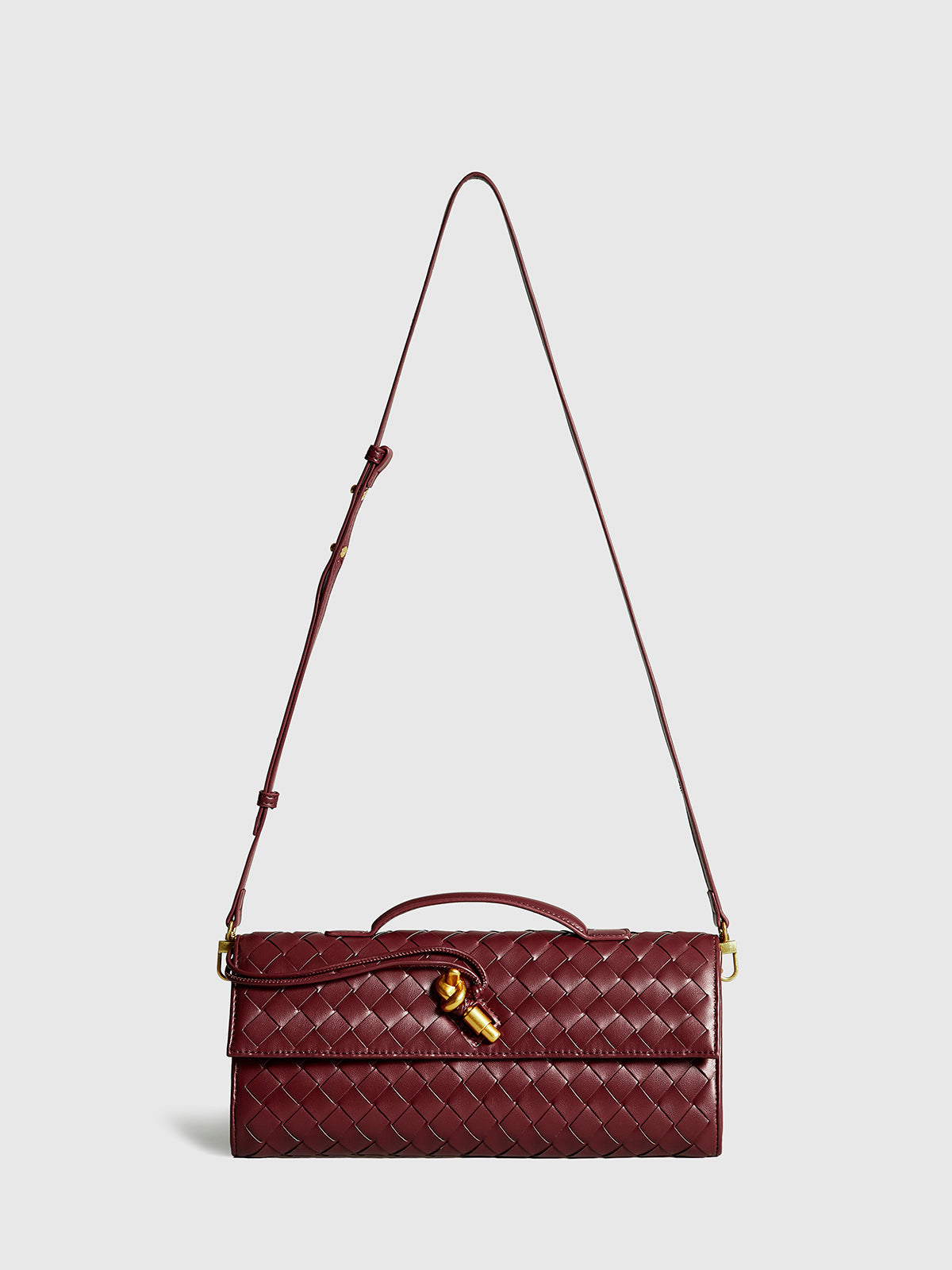 Woven Flap Clutch Handbag for Women | Zynara Burgundy
