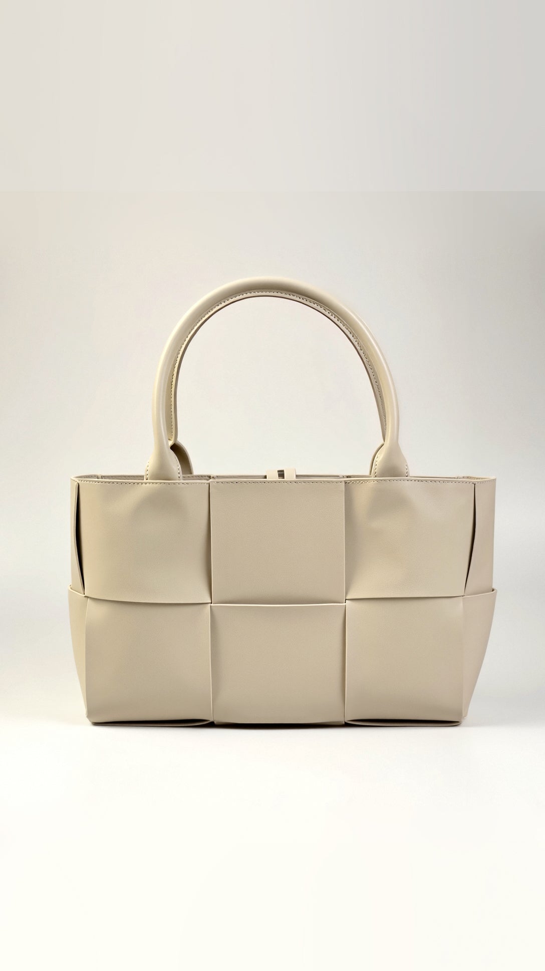 Woven Structured Top Handle Shopper Bag for Women | Arlette White