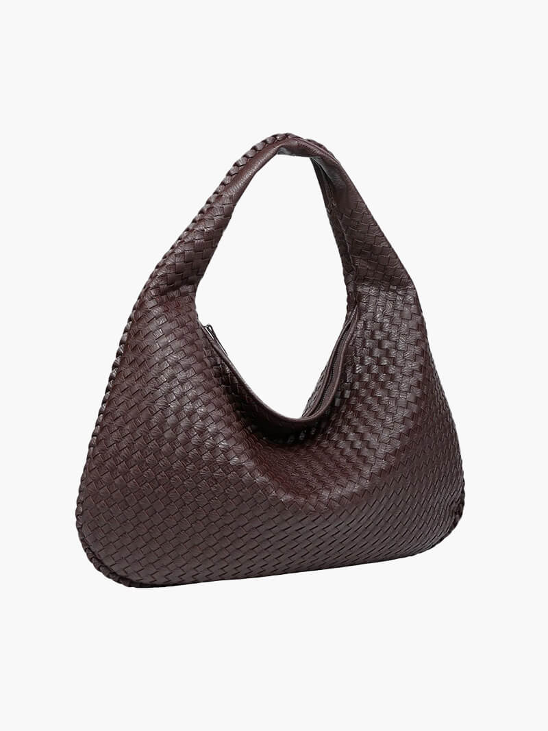 Woven | Large Slouchy Shoulder Bag Dark Brown One Size