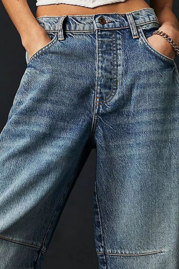 Barrel Jeans Mid Rise Wide Leg for Women | Zadie