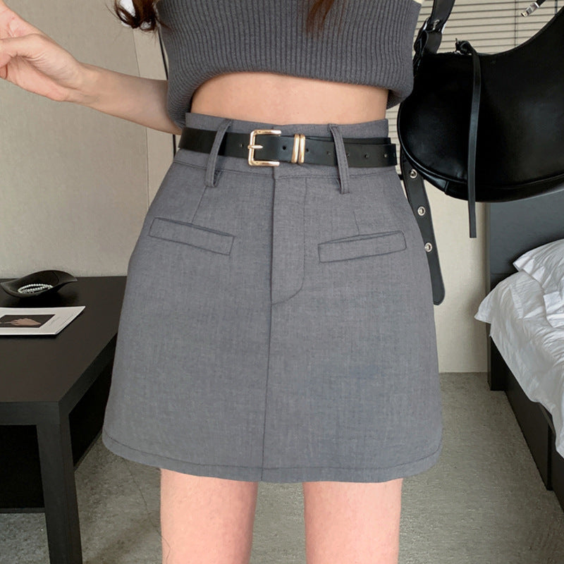 High Rise Mini Skort with Pockets for Women | Zelvin Gray