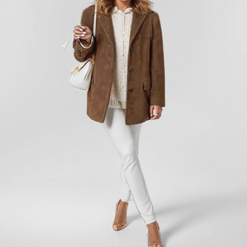 Classic Suede Blazer Relaxed Fit for Women | Zylar