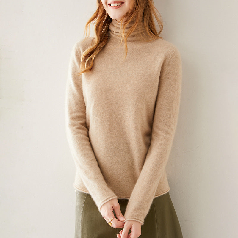 Cashmere Turtleneck Sweater Slim Fit for Women | Zylen Khaki
