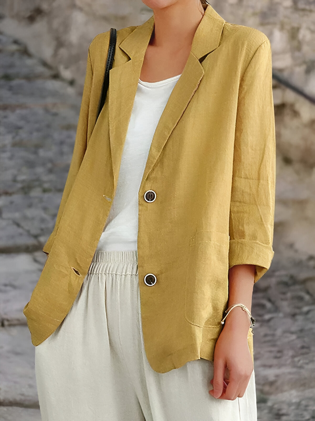 Zylen – Casual Linen Blazer Yellow