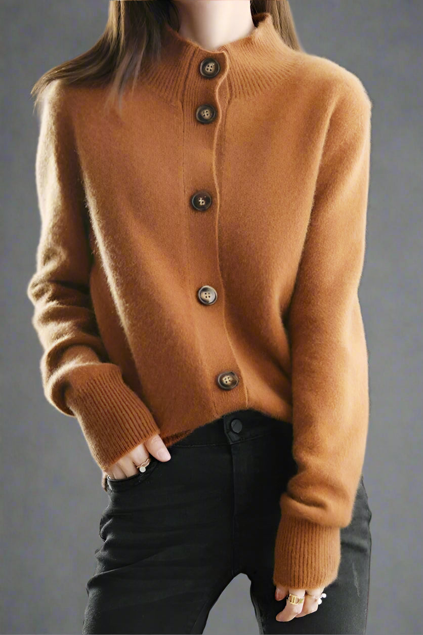 Cashmere Cardigan Half-High Neck Design for Women | Zylin