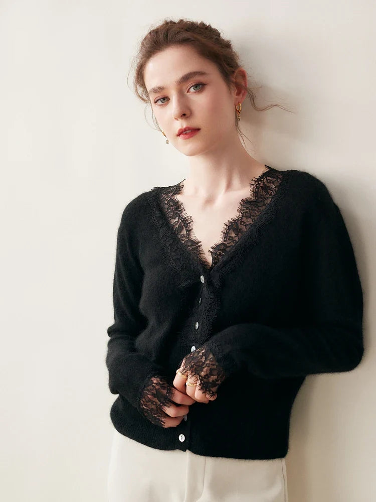 Cashmere Cardigan Elegant Fit for Women | Zylor Black