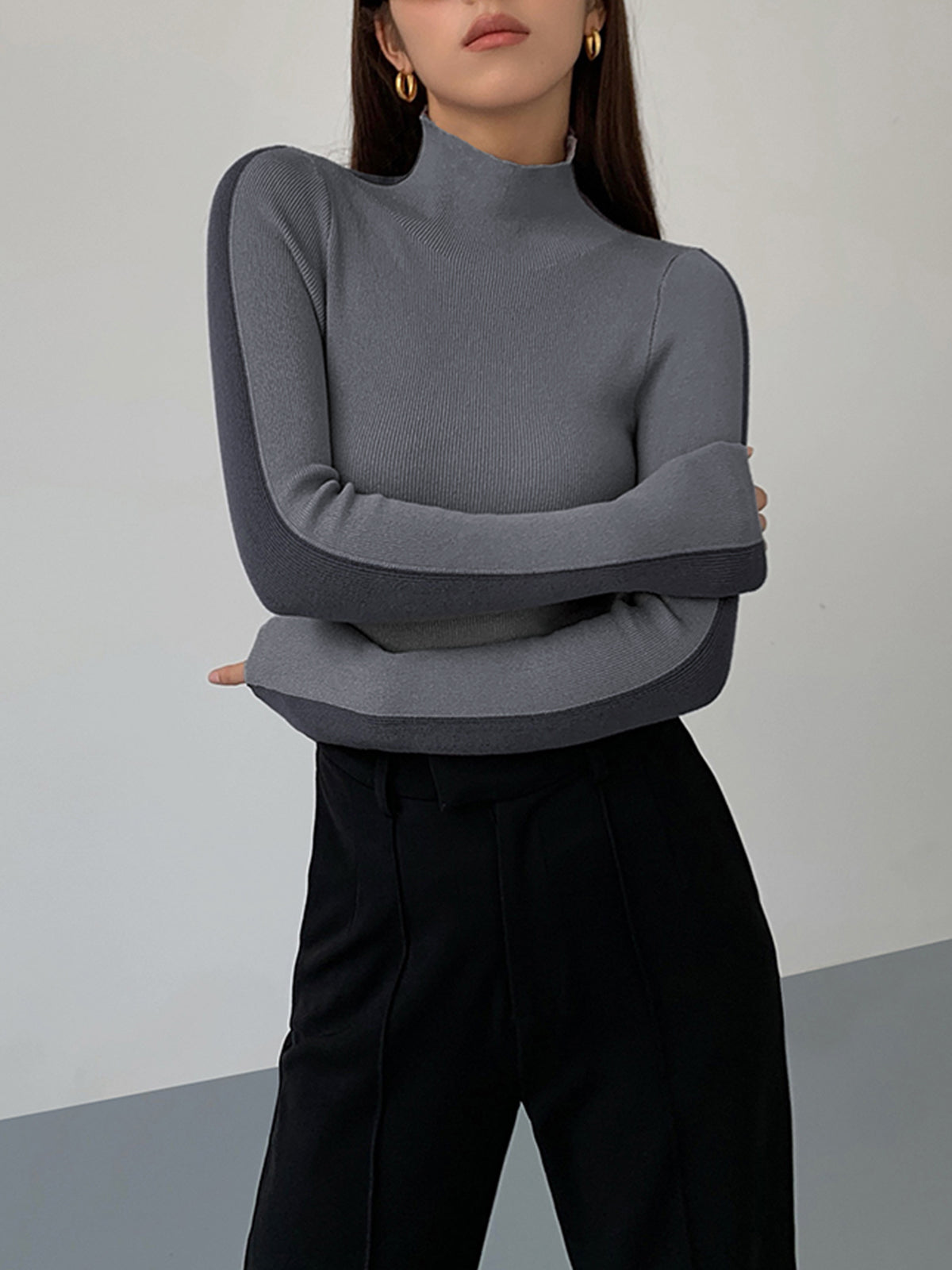 Long Sleeve Knit Top Casual Fit for Women | Zyra Grey