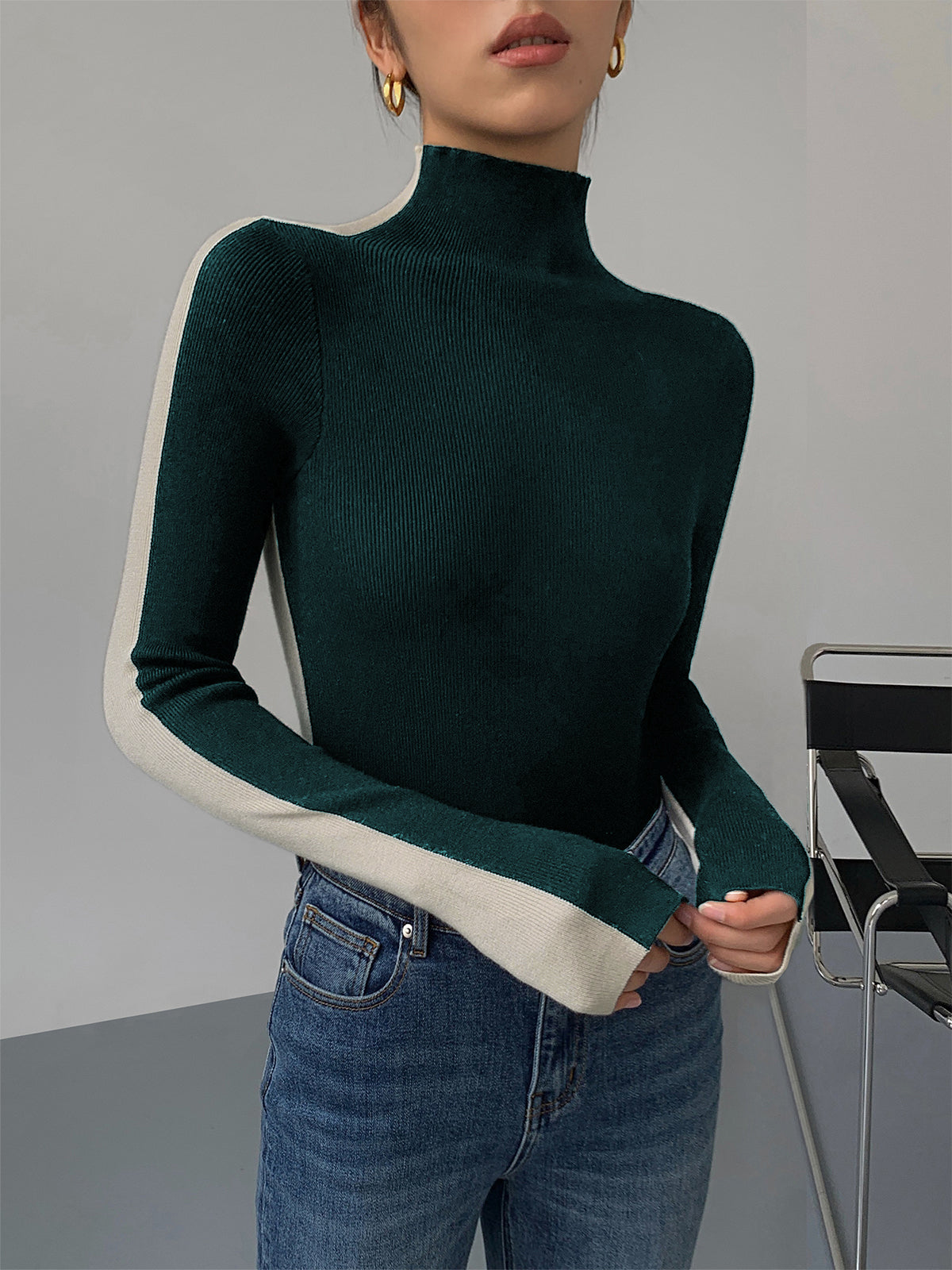 Long Sleeve Knit Top Casual Fit for Women | Zyra Dark Green