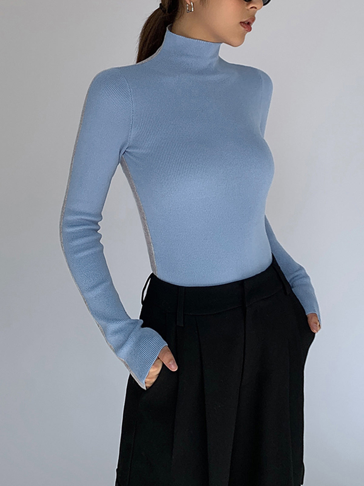 Long Sleeve Knit Top Casual Fit for Women | Zyra Blue