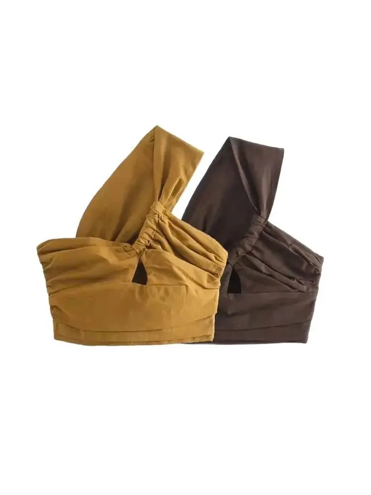 Asymmetry Linen Crop Tank Top for Women | Trzara