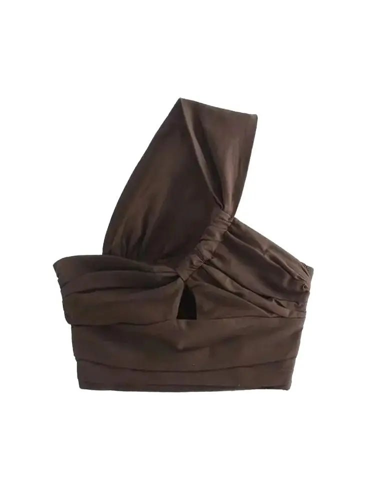 Asymmetry Linen Crop Tank Top for Women | Trzara