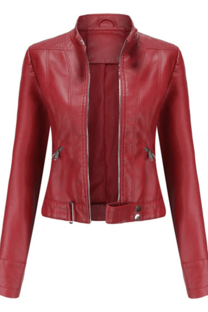 Biker-Style Leather Jacket Elegant Fit for Women | Marisse