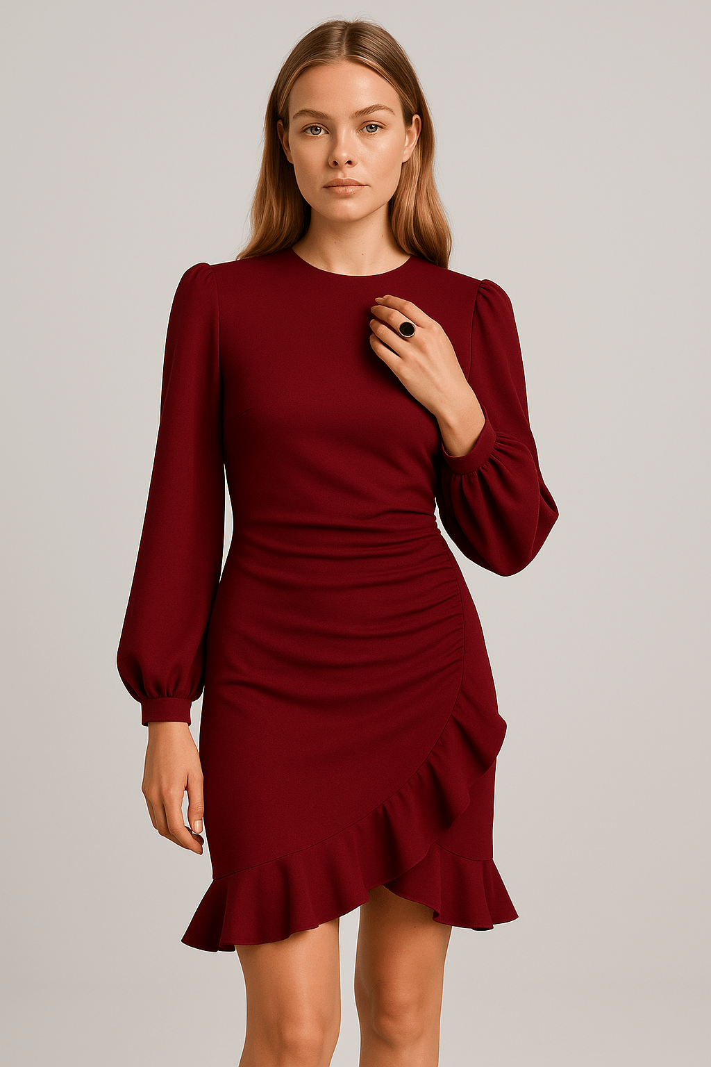 Bodycon Midi Cocktail Dress Long Sleeve for Women | Bella