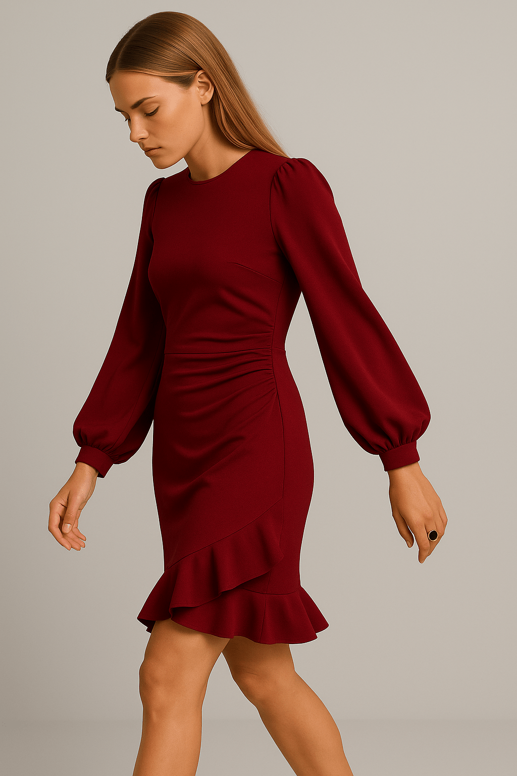 Bodycon Midi Cocktail Dress Long Sleeve for Women | Bella