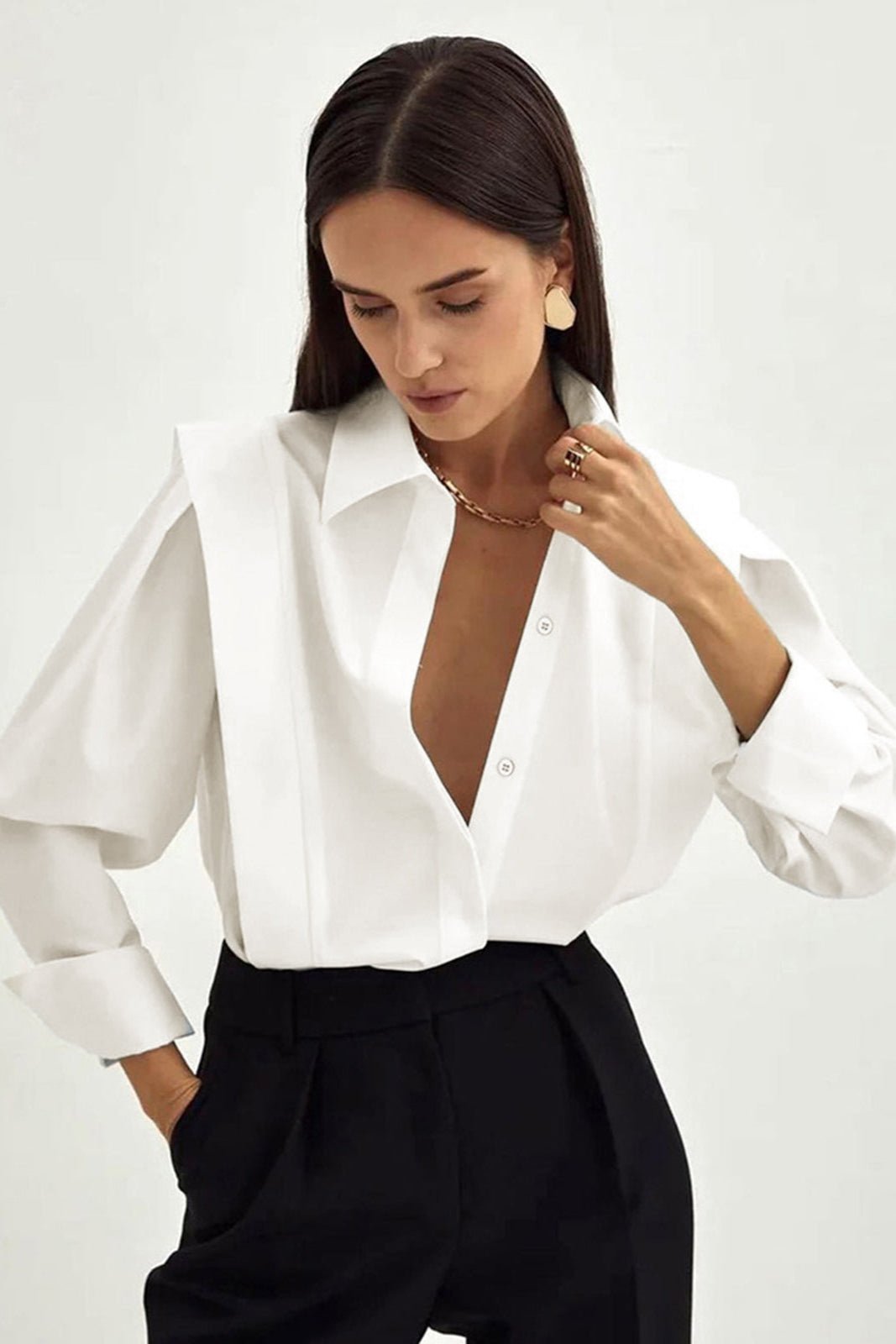 Button-Down Shirt Tailored Fit for Women | Elara White