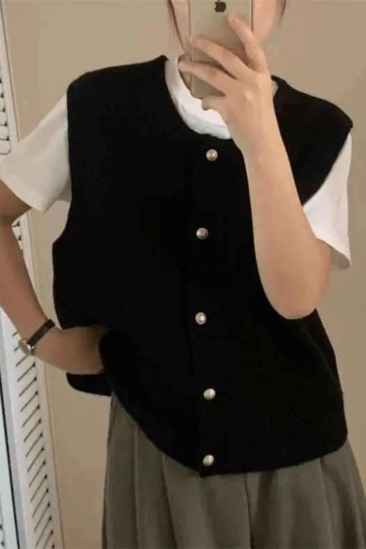 Button-Up Vest Sleeveless Layering Essential for Women | Eloise