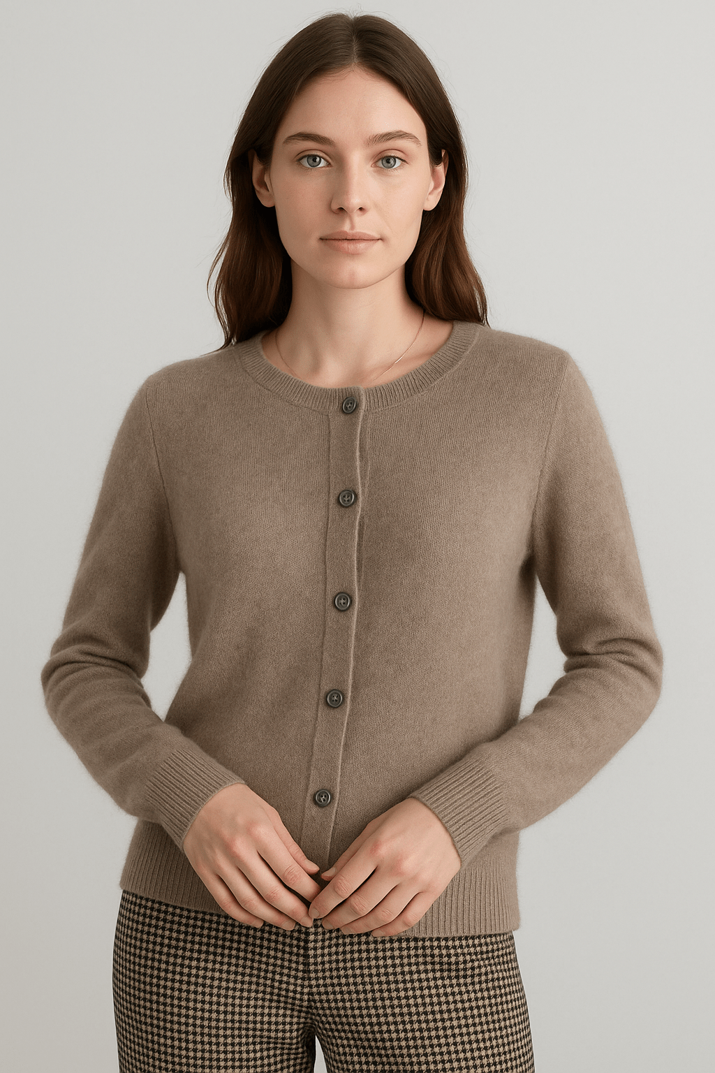 Button-Up Wool Cardigan Lightweight for Women | Maelle Brown