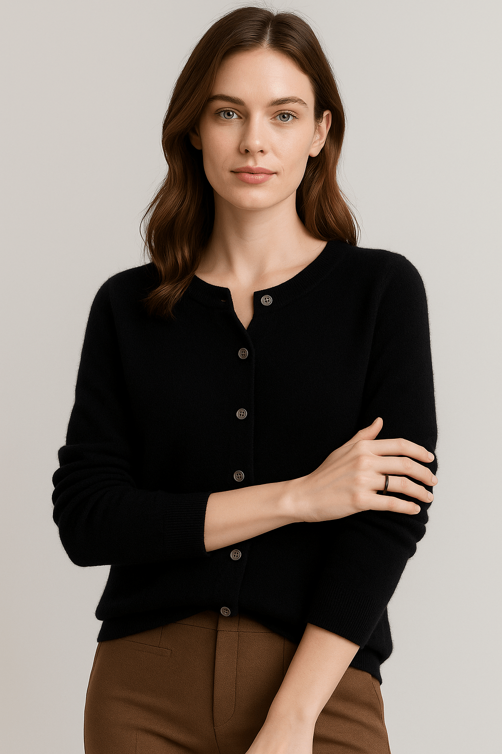 Button-Up Wool Cardigan Lightweight for Women | Maelle Black