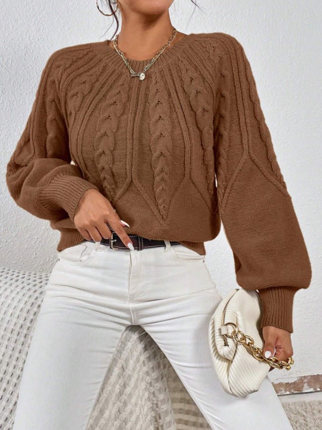 Cable-Knit Pullover Sweater Relaxed Fit for Women | Adelina Coffe