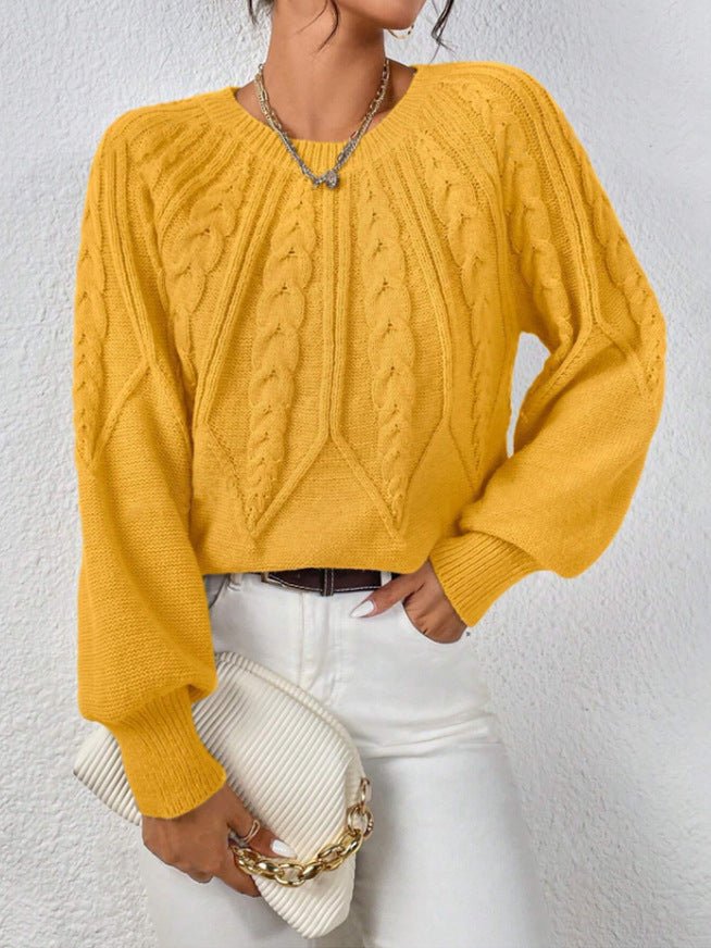 Cable-Knit Pullover Sweater Relaxed Fit for Women | Adelina Yellow