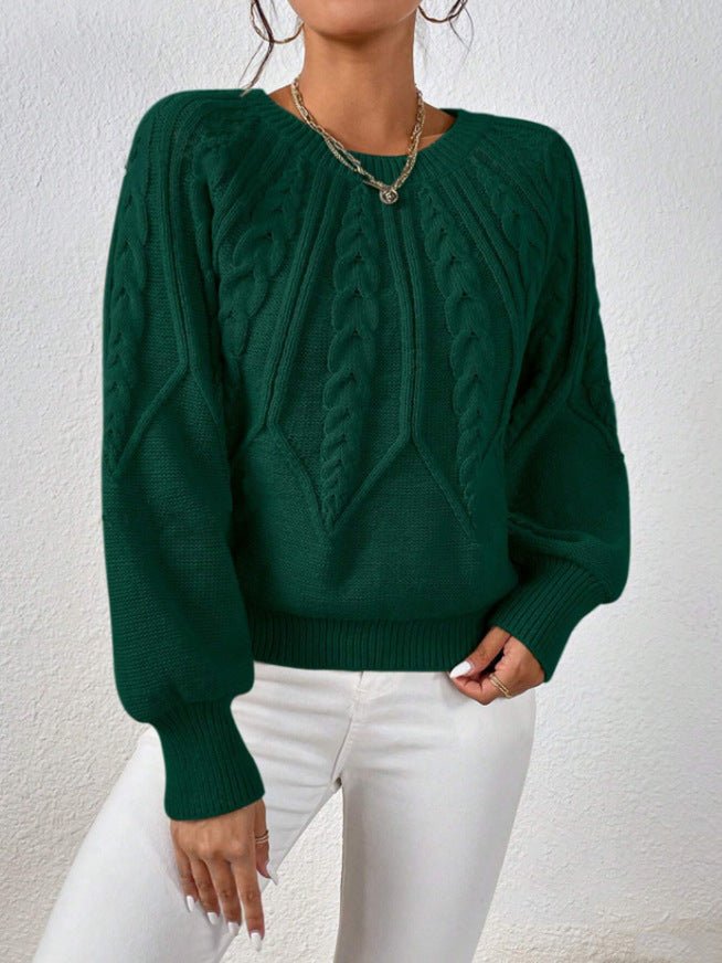 Cable-Knit Pullover Sweater Relaxed Fit for Women | Adelina Dark Green