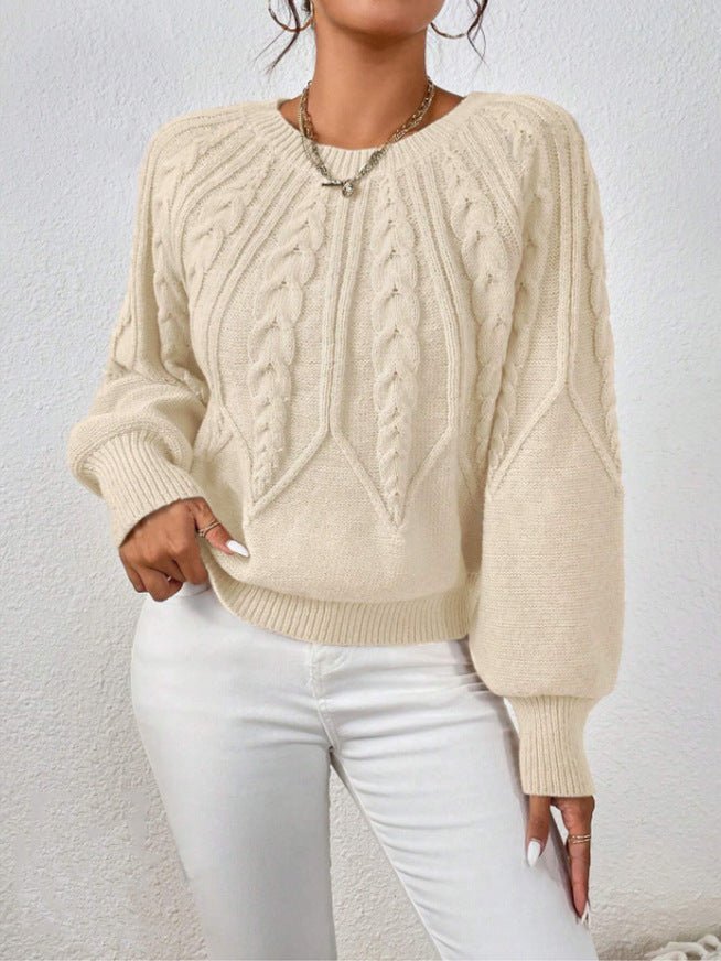 Cable-Knit Pullover Sweater Relaxed Fit for Women | Adelina Beige