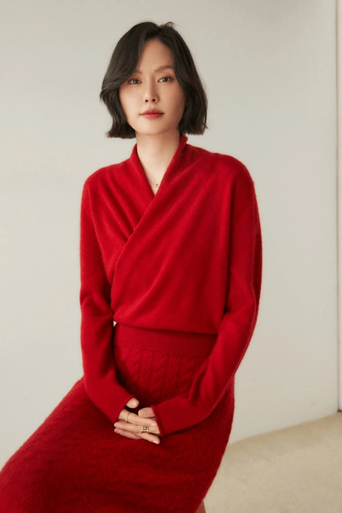 Cashmere Sweater Crossover Collar for Women | Kylor